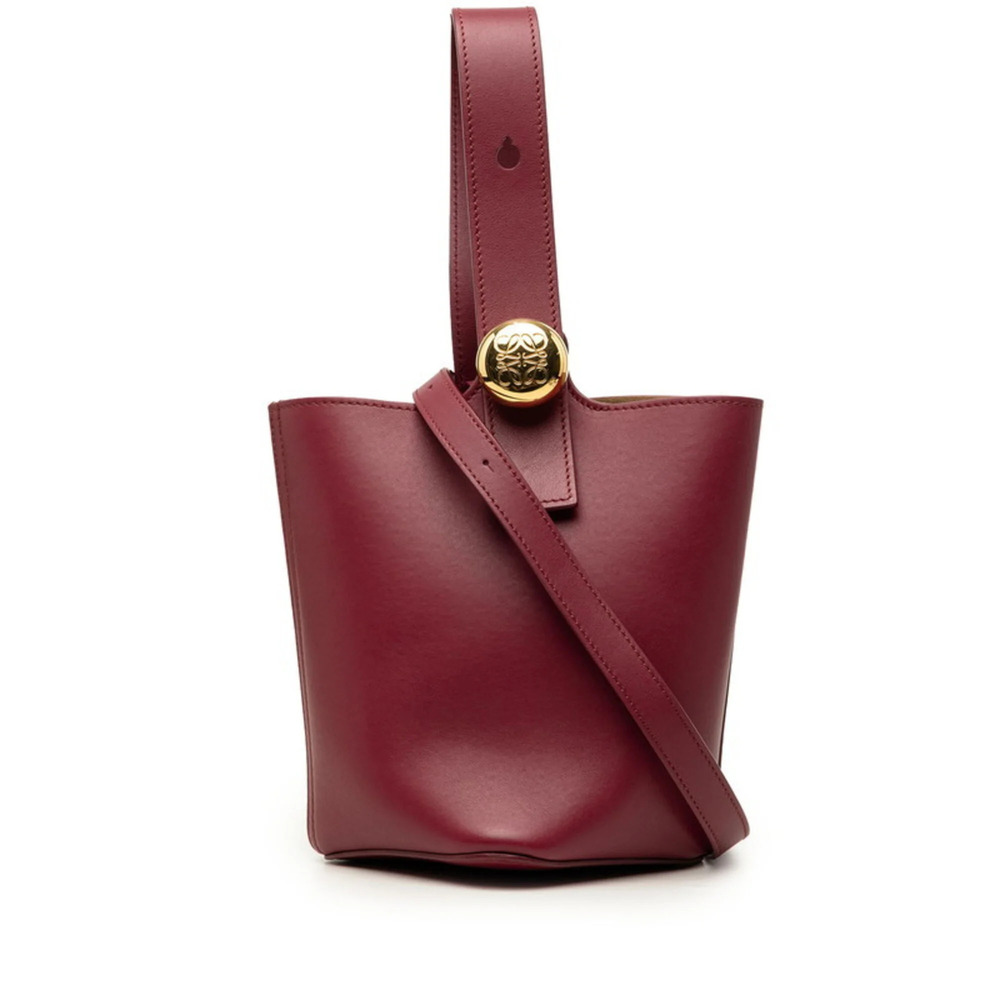 Loewe Pebble Bucket Mini Handbag/Shoulder Bag, 2-Way, Purple Leather, Women's.